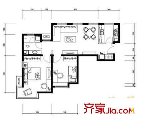 兴盛国际 2室 户型图