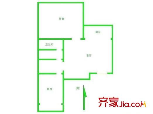 观音寺北里 1室 户型图