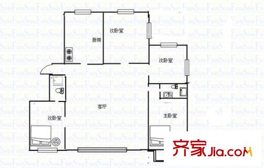 牡丹园东里 4室 户型图
