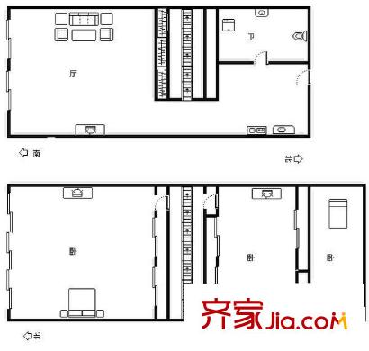 国融国际 3室 户型图