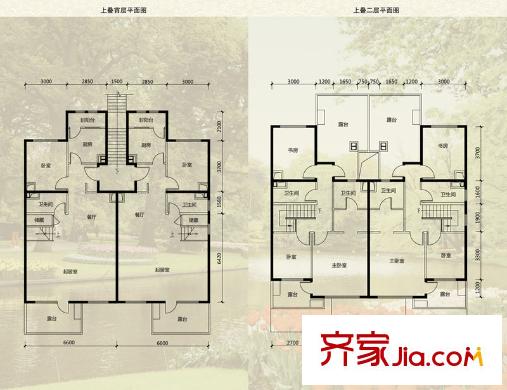 富力丹麦小镇户型图上叠户型 3室2厅3卫1厨