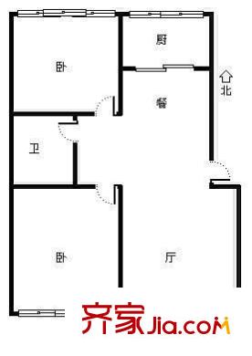 九龙家园户型图户型图 2室2厅1卫1厨