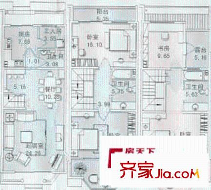 九龙家园户型图02户型 5室3厅3卫1厨