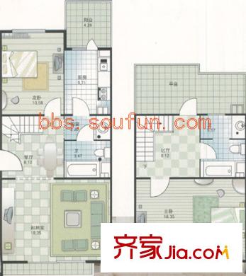 郁花园二里 2室 户型图