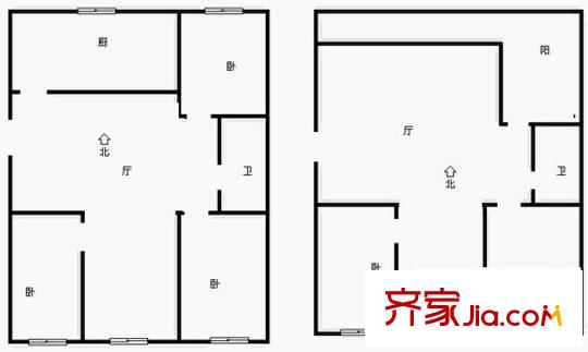 郁花园二里 5室 户型图