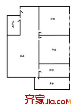 长虹小区户型图户型图 2室1厅1卫1厨