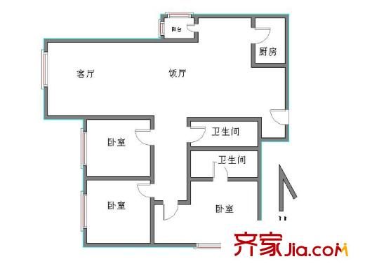 时代芳群户型图户型图 3室2厅2卫1厨