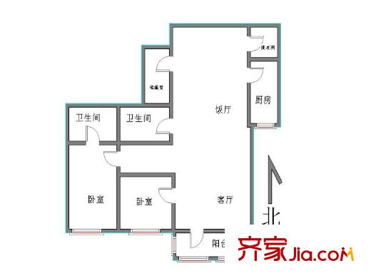 时代芳群户型图户型图 2室2厅2卫1厨