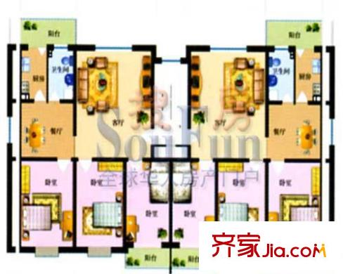 華裕小區(qū)一期戶(hù)型圖3室2廳1衛(wèi)1廚