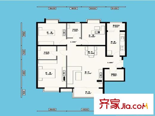 紫芳园三区 3室 户型图