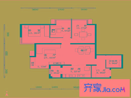 紫芳园三区 3室 户型图