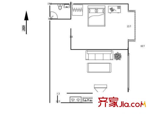 紫芳园三区 1室 户型图