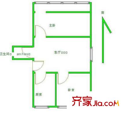 南湖渠西里户型图户型图 2室1厅1卫1厨