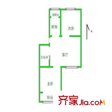 富强东里 2室 户型图