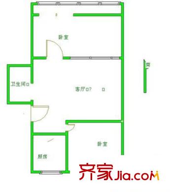 富强东里 2室 户型图