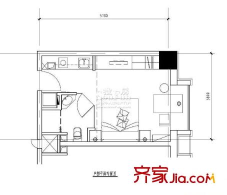 亦庄北岸 1室 户型图