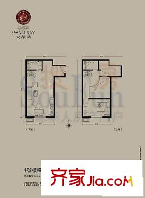 天鹅湾户型图4#标准层B-1户型