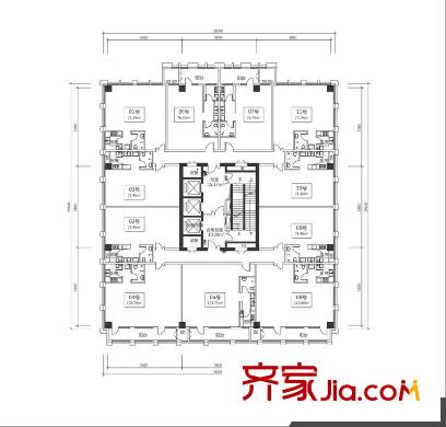 第1棟戶型圖23-24層標(biāo)準(zhǔn)層戶型 1室1衛(wèi)1廚