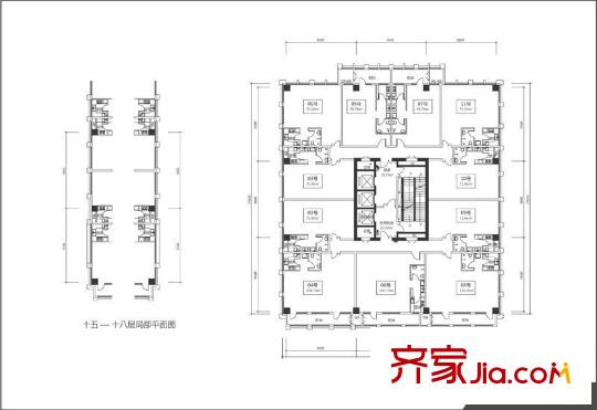 第1棟戶型圖7-22層標(biāo)準(zhǔn)層戶型 1室1衛(wèi)1廚