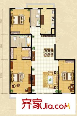 東潤財智公館D座標準層152戶型 3室2廳2衛(wèi)1廚