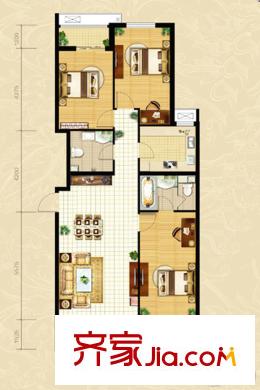 東潤財智公館C座標準層150戶型 3室2廳2衛(wèi)1廚
