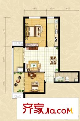 東潤財智公館C座標準層77戶型 2室2廳1衛(wèi)1廚