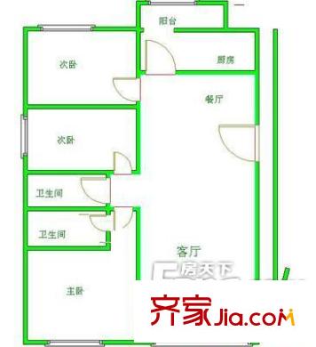翠屏北里户型图户型图 3室1厅2卫1厨