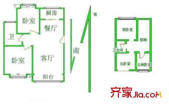 翠屏北里 3室 户型图