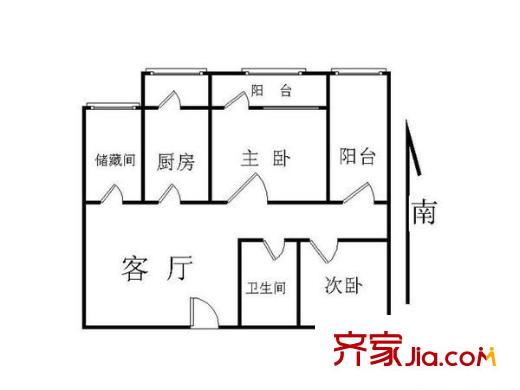 双兴南区 2室1厅 户型图