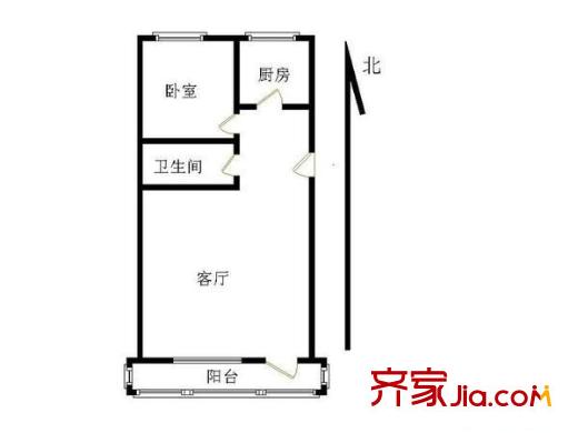 双兴南区 1室1厅 户型图