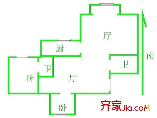 健翔园户型图户型图 2室2厅2卫1厨