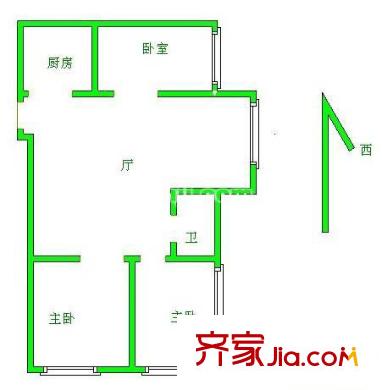 健翔园户型图户型图 3室1厅1卫1厨