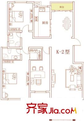 濱河悅城戶型圖洋房K1 3室2廳2衛(wèi)