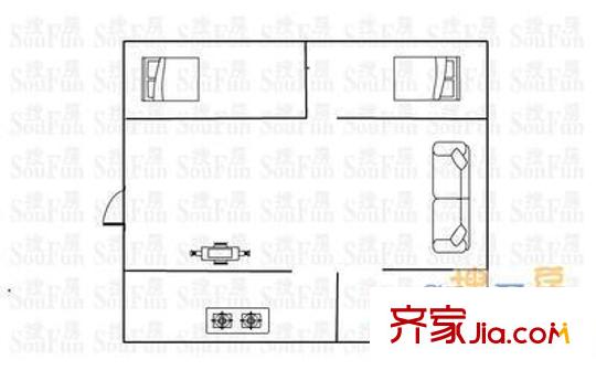 贵园北里户型图户型图 2室1厅1卫1厨