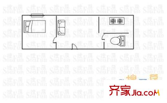 贵园北里户型图户型图 1室1厅1卫1厨