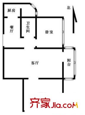 安苑北里户型图户型图 2室1厅1卫1厨