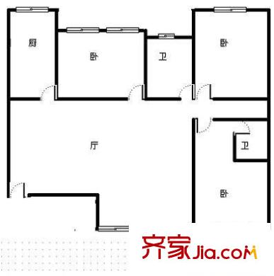 一世情园户型图户型图 3室1厅2卫1厨