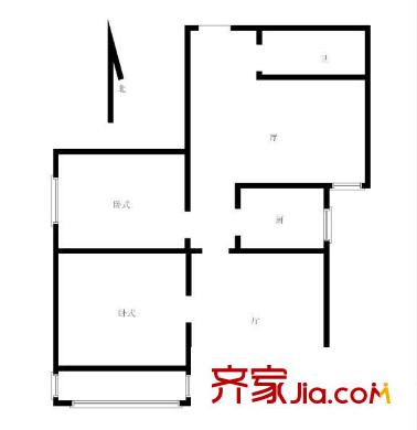 铁科院小区户型图铁科院 铁1-2-3号楼 05户型 2室2厅1卫1厨