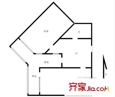 铁科院小区户型图铁科院 铁1-2-3号楼 07户型 2室1厅1卫1厨