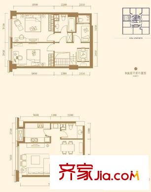 林肯公寓 3室 户型图