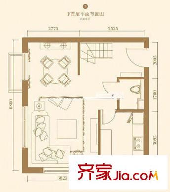 林肯公寓 1室 户型图