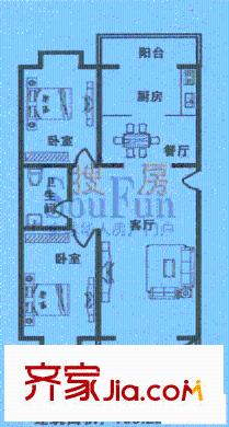 腾龙家园户型图D户型 2室2厅1卫1厨