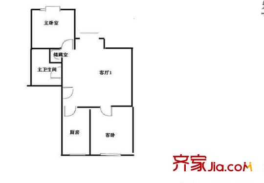 温泉镇老年人医院家属楼 2室 户型图