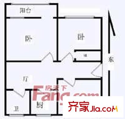 双榆树知春里小区户型图户型图 3室1厅1卫1厨