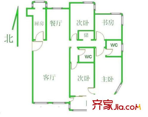 天秀花园古月园 4室 户型图