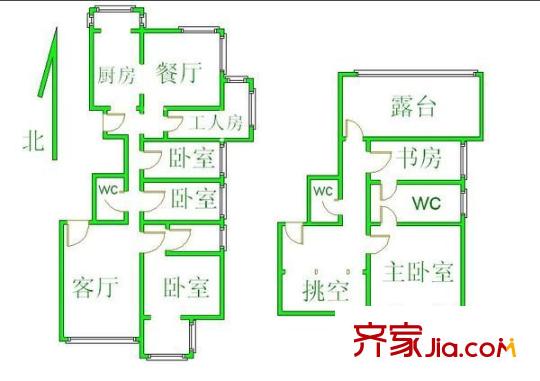天秀花园古月园 6室 户型图