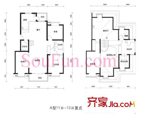 那尔水晶城户型图户型图 3室3厅3卫1厨