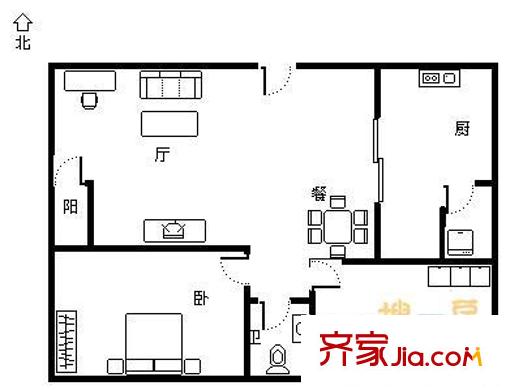 大雄秋盛居户型图户型图 2室2厅1卫1厨