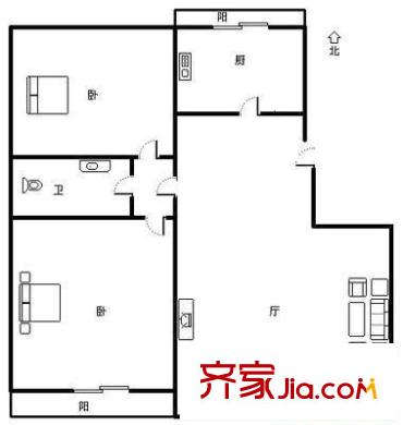 大雄秋盛居户型图户型图 2室1厅1卫1厨