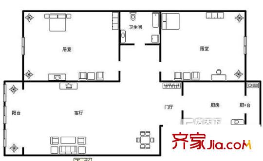 溫泉花園 2室 戶(hù)型圖